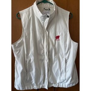 Antigua Wisconsin Badgers Antech Full‎ Zip Vest Womens Large Cream  NCAA
